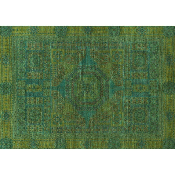 Ahgly Company Machine Washable Indoor Rectangle Abstract Turquoise Blue Modern Area Rugs, 5' x 8'
