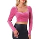 thumbnail image 1 of INSPIRAR CHIC Manga Fruncida para Crop Tops de Terciopelo con Escote Corazón para Mujeres Fiesta S Rosa Fucsia, 1 of 5