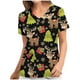 thumbnail image 1 of Blusas Navideñas Para Mujer Moda Con Cuello en V Casual Manga Corta Bolsillos Estampados Blusa Para Mujer Odeerbi ODB206040, 1 of 6