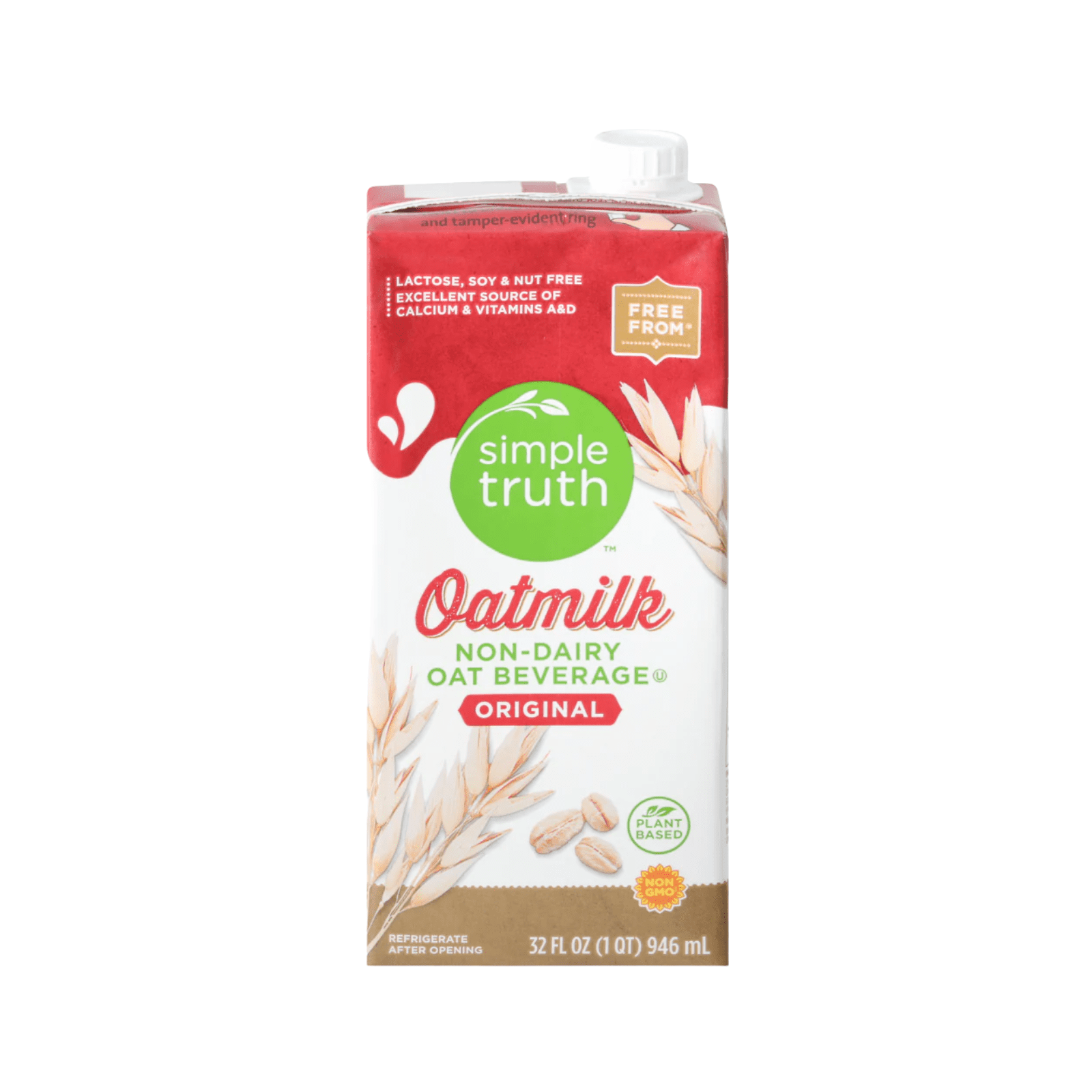 Simple Truth Dairy Free Shelf Stable Original Oat Milk Quart , 32 oz , 2 Pack + Bonus