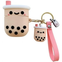 for Airpods 3 Case,Cute 3D Cartoon Boba Milk Tea AirPods Airpods 3 3rd Generation Cover Kawaii Soft Silicone Protective Cover with Keychain Shockproof Charging Case for AirPods 3 for Girls