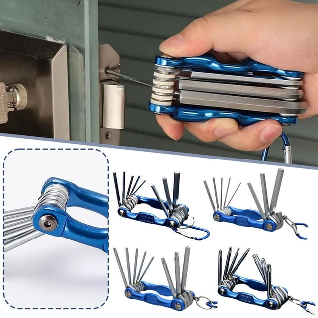 LEEYNEER Folding Hex Wrench Metal Metric Allen Wrench set Hexagonal Screwdriver Hex Key
