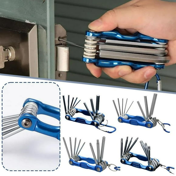 LEEYNEER Folding Hex Wrench Metal Metric Allen Wrench set Hexagonal Screwdriver Hex Key