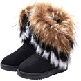thumbnail image 2 of Winter Snow Boots Women Ankle Slip On Boots Faux Fox Rabbit Fur Suede Flat Shoes zhangyuxiang LED, 2 of 2