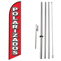 Polarizados Spanish Advertising Feather Banner Swooper Flag Sign with Flag Pole Kit and Ground Stake