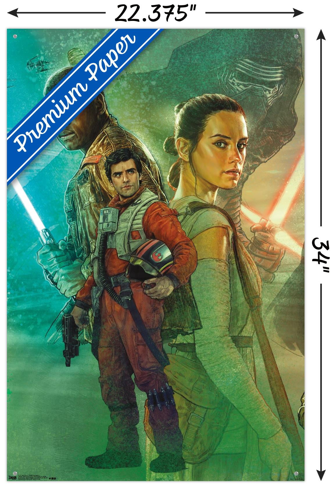 Star Wars: The Force Awakens - Celebration Mural Wall Poster with Push Pins, 22.375" x 34"