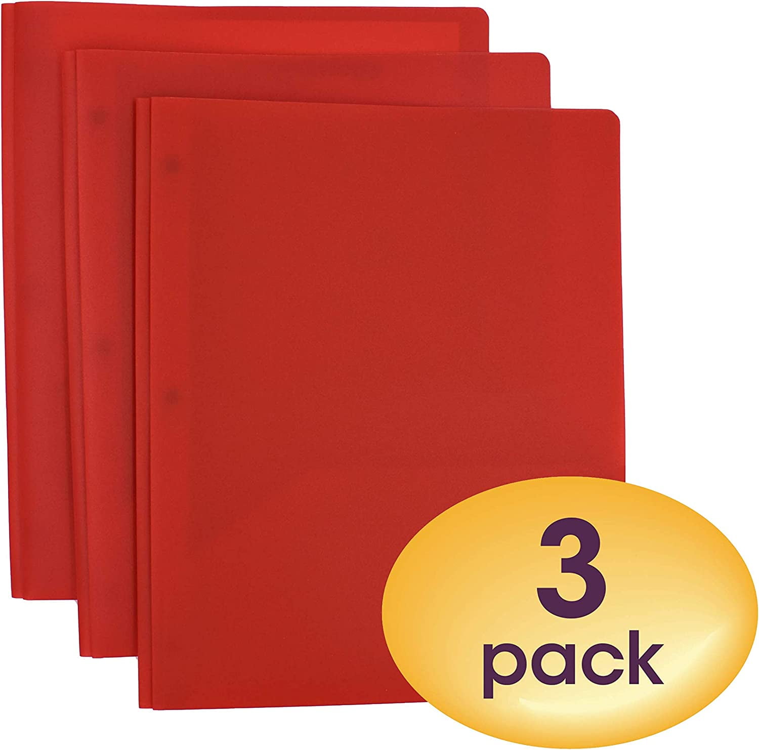 NEW GENERATION for School Home Poly Plastic Black 2 Pocket POP Folders with 3 Holes Punched Work and Storage 3 Pack Heavy Duty for Letter Size Papers Includes Business Card Slot Office 