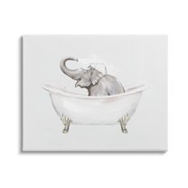 Happy Elephant Splashing Bathtub Animals & Insects Graphic Art Gallery Wrapped Canvas Print Wall Art