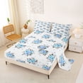 thumbnail image 2 of Erosebridal Blue Flower Full Size Sheets for Girls, Spring Garden Floral Bed Sheets, 1 Flat Sheet 1 Fitted Sheet and 2 Pillowcases, 4pcs, 2 of 5