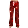 thumbnail image 2 of Women's Drawstring Valentine's Day Printed Casual Pants, Elastic Waist Lounge Pants for Women, Holiday Themed Sleepwear Pajama Pants, Comfortable Fit,Watermelon Red,M, 2 of 7