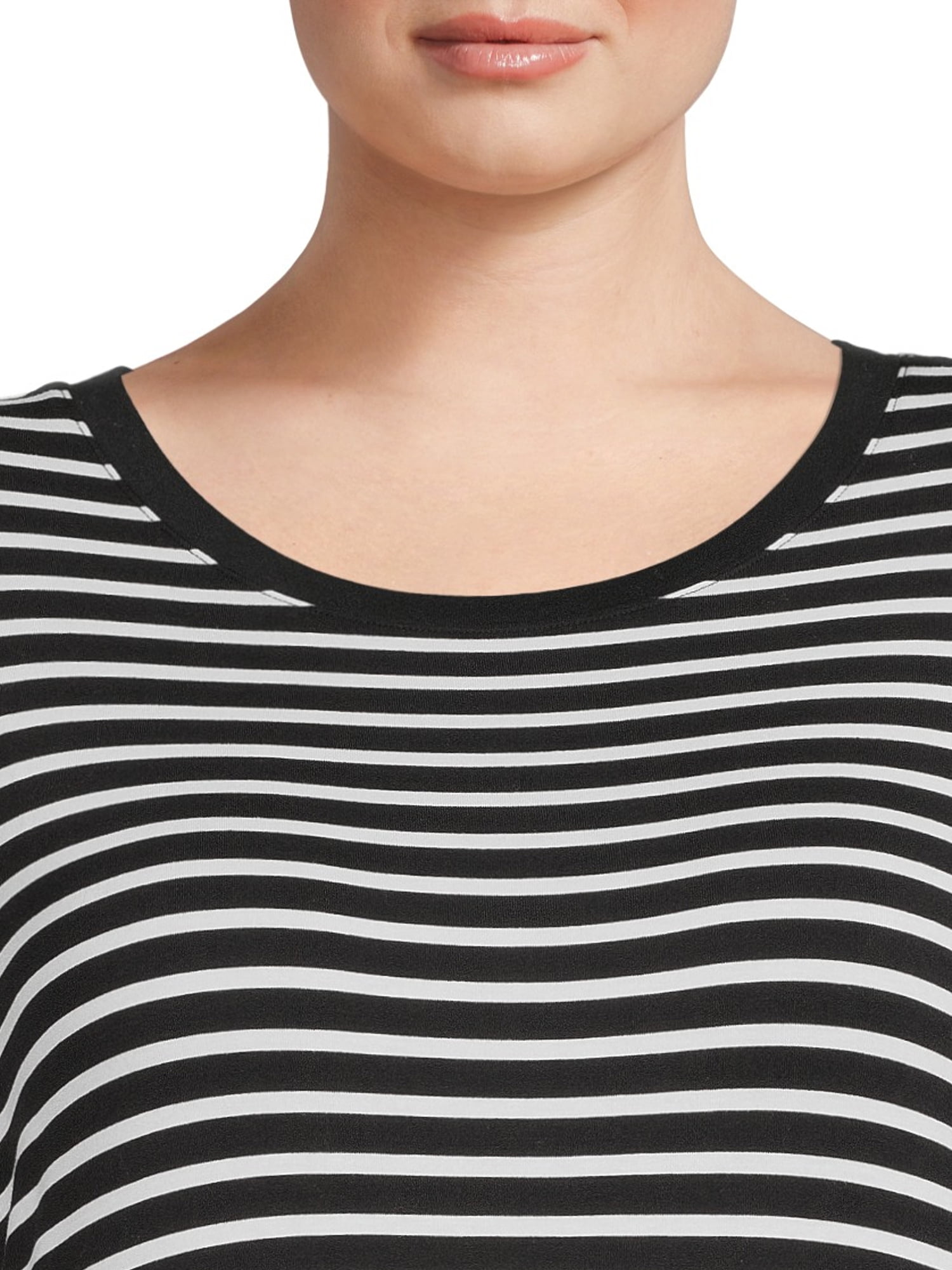 Terra & Sky Women's Plus Size Roll Cuff T-Shirt Dress