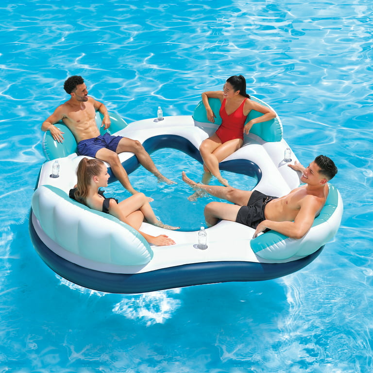 Summer Waves Inflatable 4-Person Island Pool Float, Multicolor, for Adults, unisex