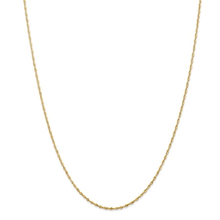 Real 14kt Yellow Gold 1.5mm Extra-Light Diamond Cut Rope Chain; 14 inch; Lobster Clasp; for Adults and Teens; for Women and Men
