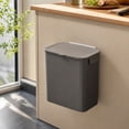 thumbnail image 3 of Slim Rectangular Lidded Trash Can, Plastic Waste Bin with Bag Clip for Kitchen and Bathroom, 3 of 6