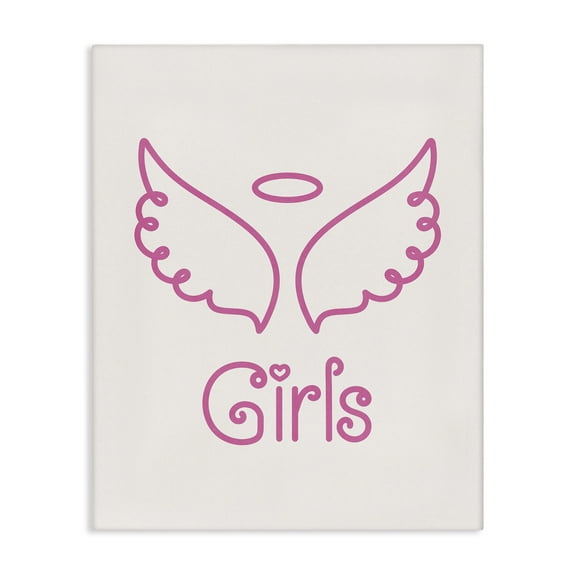 Stupell Industries Minimal Angel Girls Text & Numbers Painting Wrapped Canvas Art Print Wall Art, 16 x 20