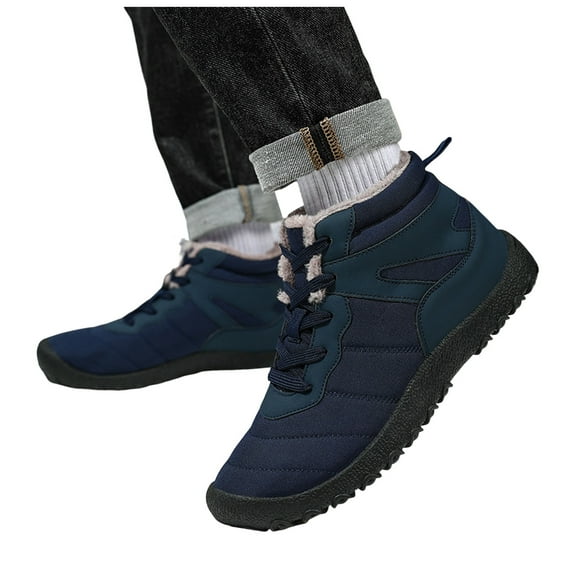 Chenyee Mens Snow Boots Outdoor Non Slip Work Shoes Winter Trekking Furry Lined Warm Lace Up Ankle Booties