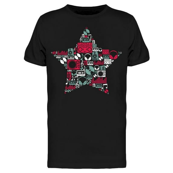 Dj Music Icon Set In Star Shape T-Shirt Men -Image by Shutterstock Men T-Shirt, Male x-Large