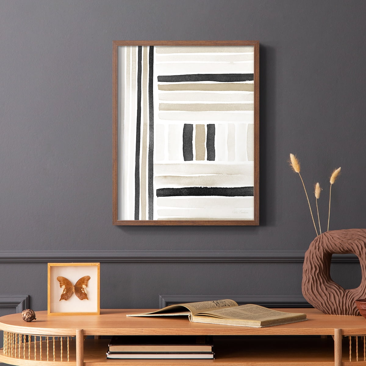 Neutral Lines II in Brown Solid Wood 8 x 10 Framed Print