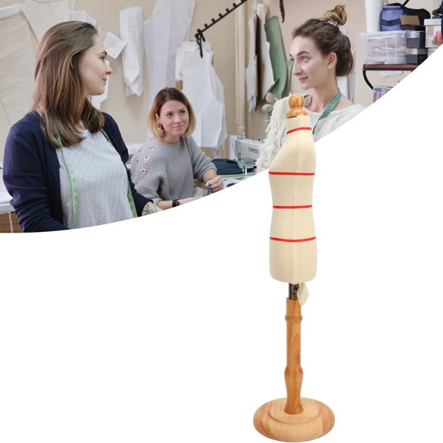Female Dress Form with 1 X Base 1 X Solid Beechwood Wooden Frame, Stainless Steel and Canvas Pinnable Mannequin Body Torso, Accurate Display Effect, Stability