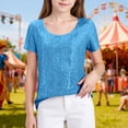 thumbnail image 2 of Ticikt Girls Short Sleeve Sequin Shirts Party Glitter Sparkly Tops Blouse, 2 of 5