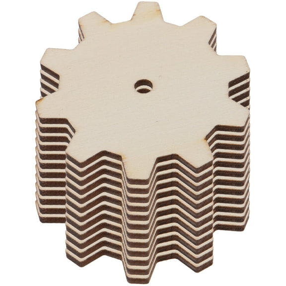 20 Pcs Gear Wood Chips Unfinished Wood Cutouts Wood Gear Gifts DIY Gear Cutouts Creative Wooden Cutout