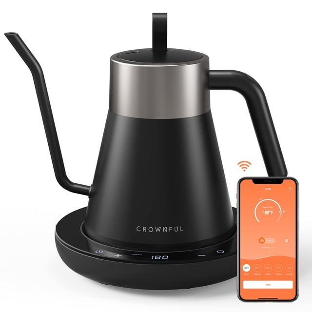 Hervidor eléctrico inteligente con cuello de cisne CROWNFUL 0,8 L 1200 W inoxidable