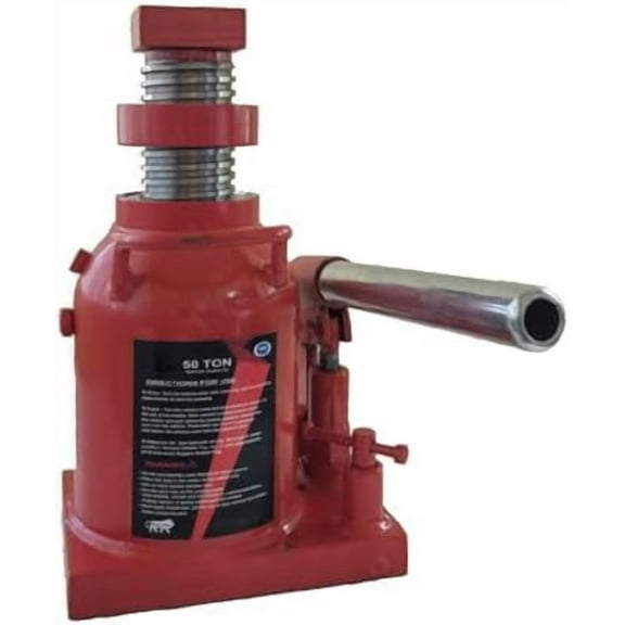 50 Ton Foundation Hydraulic Bottle Jack with Check nut, , Welded Steel Base, 110000LBs Capacity, Industrial Grade Heavy Duty for Vehicle Lifting and Construction. Operating bar/Lever not Included.
