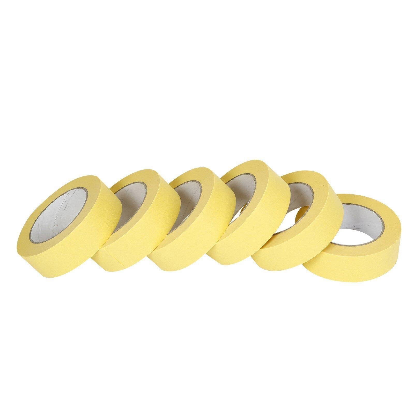 Confote Yellow 6 Rolls Masking Tape 1.5 inch x 60 Yards 181 feet Crepe Paper Industrial Grade Easy Release Auto Body Tape