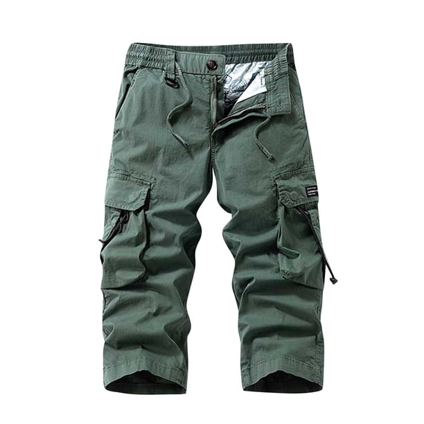 Multi Bolsillo Cargo Pantalones para Hombres Estiramiento Casual Cordón Clásico Pantalones Cortos de Verano con Bolsillos Múltiples, Pantalones Cortos de Cintura Elástica