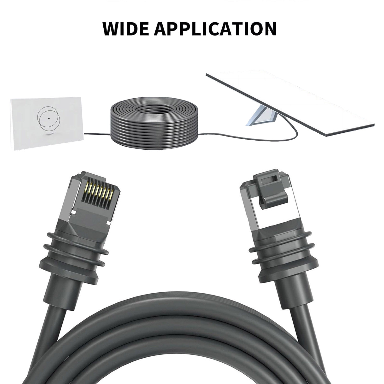 Hyasfey Ethernet Cable Extension Satellite Replacement Parts 1200Mbps High Speed Waterproof Plug-and-Play