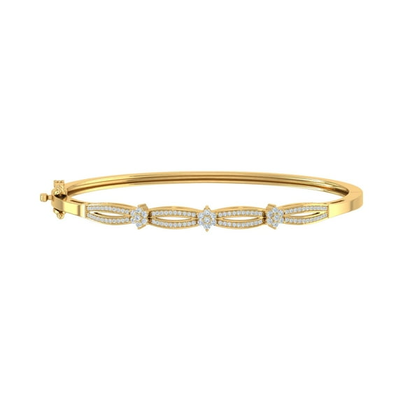 1/2 Carat Twisted Diamond Bangle Bracelet in 14K Yellow Gold