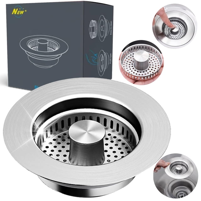 Colador para Fregadero de Cocina PVWSG 3 en 1 Acero Inoxidable 304 9 cm