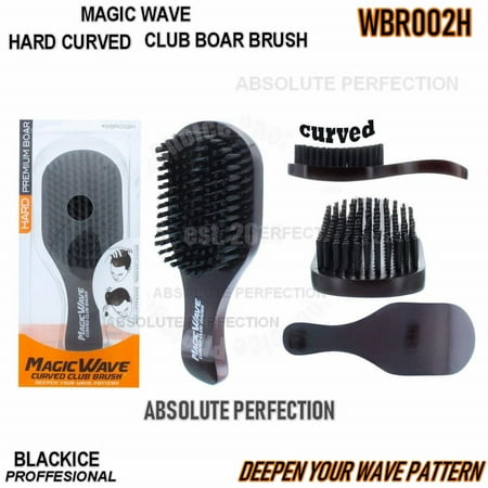 Black Ice Magic Wave 7'' Curved Waved Club Barber Wooden Hair Brush 360 Waves Builder Premium Firm Boar Bristle HARD
