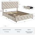 thumbnail image 2 of Bingirl Modern Grey Full Size Platform Bed Frame: Adjustable Headboard, 4 Drawers, Footboard, Wooden Slats Support, No Box Spring Needed, Spacious Storage, and Durable Design, 2 of 7