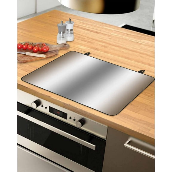 nqOlkjepod Large Induction Cooktop Protector Mat 36"x21", Brown Grey Stove Top Covers for Electric Stove, Gray Farmhouse Modern Rustic Decorative Stove Burner Cover Mats, Glass Top Stove Cover