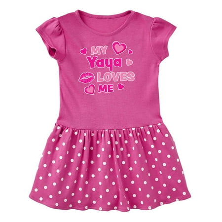 

Inktastic Valentine s Day My Yaya Loves Me Hearts and Lips Gift Toddler Girl Dress