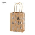 thumbnail image 2 of 12 Pcs Christmas Kraft Paper Bag Bronzing Gift Bags Silver Foil Gift Treat Goodie Bag with Handle for Holiday New Year Party Packaging Decor, 2 of 6