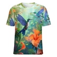 thumbnail image 5 of Flower Hummingbird Women's Short Sleeve Tops Casual Blouses T Shirt, 5 of 6