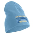 thumbnail image 4 of US Air Force Retired with Flag Symbol Embroidered 8 Inch Solid Knit Short Beanie Made in USA - Carolina Blue OSFM, 4 of 5