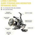 thumbnail image 4 of Spinning Reel 8000/9000/10000/12000/14000,17+1BB Graphite Frame Surf Fishing Reels,4.8:1 Gear Ratio 55lbs Max Drag Inshore&Offshore Saltwater Fish, 4 of 9