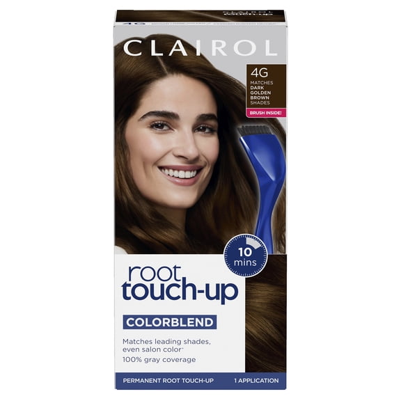 Clairol Root Touch-Up Nice'n Easy Permanent Hair Dye, 4G Dark Golden Brown, Hair Color, 1 Kit