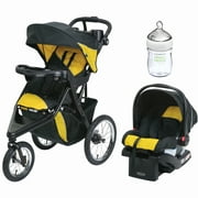 Angle View: Graco Trax Jogger Click Connect Stroller Travel System, with SnugRide Click Connect 30 Infant Car Seat, Gold with Nuk Simply Natural 5oz Bottle, 1-Pack
