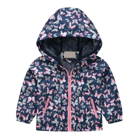 

Toimothcn Toddler Boys Girls Jackets Cute Cartoon Butterfly Printed Hooded Jacket Warm Thickened Fleeced Zipper Up Casual Outwear With Pockets Pullover Lightweight Loose Fit