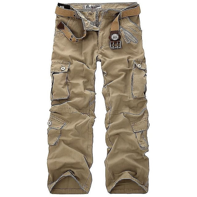 Men Tactical Cargo Combat Pants Multi-pockets Work Military Army Loose Straight Leg Trousers