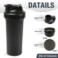 thumbnail image 2 of Leak-Proof Shaker Bottle with Shaker Balls - 600ml (20-OZ) - Ideal for Workout Supplements, Protein Powder - BPA Free - Portable Fitness Bottle for Fitness Enthusiasts and Athletes - BLACK, 2 of 7