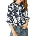 thumbnail image 1 of INSPIRE CHIC Blouse à Manches Longues Boho à Imprimé Floral pour Femme avec Nœud, Col en V, 1 of 6
