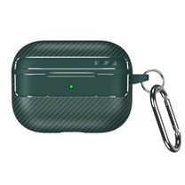 ELEHOLD for Airpods Pro 2nd Gen (2022) Case,Carbon Fiber Pattern Electroplated Women Men Shockproof Full Body Protective Cover with Ring Buckle for Airpods Pro 2nd Gen (2022),Green