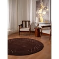 thumbnail image 3 of Rugsotic Carpets Hand Knotted Wool Area Rug 10'x10' Brown Contemporary Round Indoor Rug for Living Room, Bedroom Antimicrobial L00530, 3 of 5