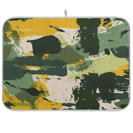 

Kitchen Drying Mat 16x18In Drying Dish Mat Dish Drying Mats Kitchen Countertop Multi-Function Drain Drying Mat Kitchen Table Green Camouflage