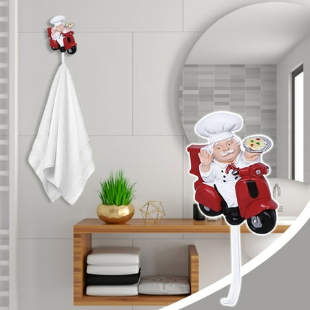 

Feiboyy Wall Hook Resin Chef Figurine Wall Hooks Decorative Resin Adhesive Hooks Cook Wall Mount Rack Hook Hanger For Home Kitchen